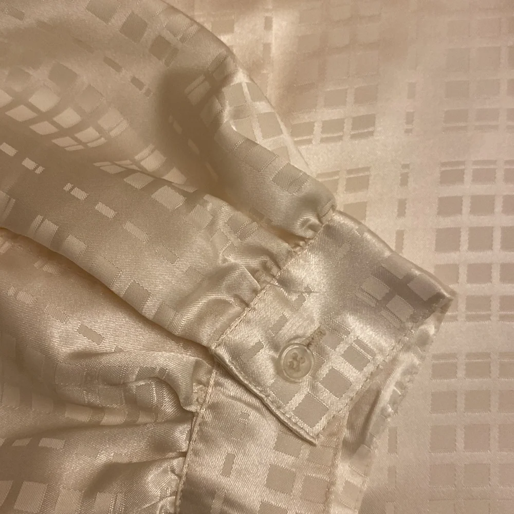 Vintage Joan Harper Women’s Blouse 12 Long Sleeve Button Up Shoulder Pads Ivory - Picture 7 of 9